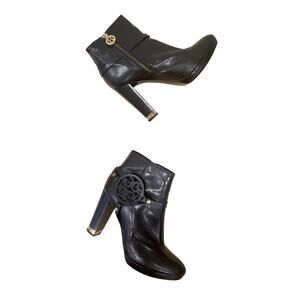 Tory Burch Leather Whitney Ankle Bootie Black/Gold Logo Size 9.5